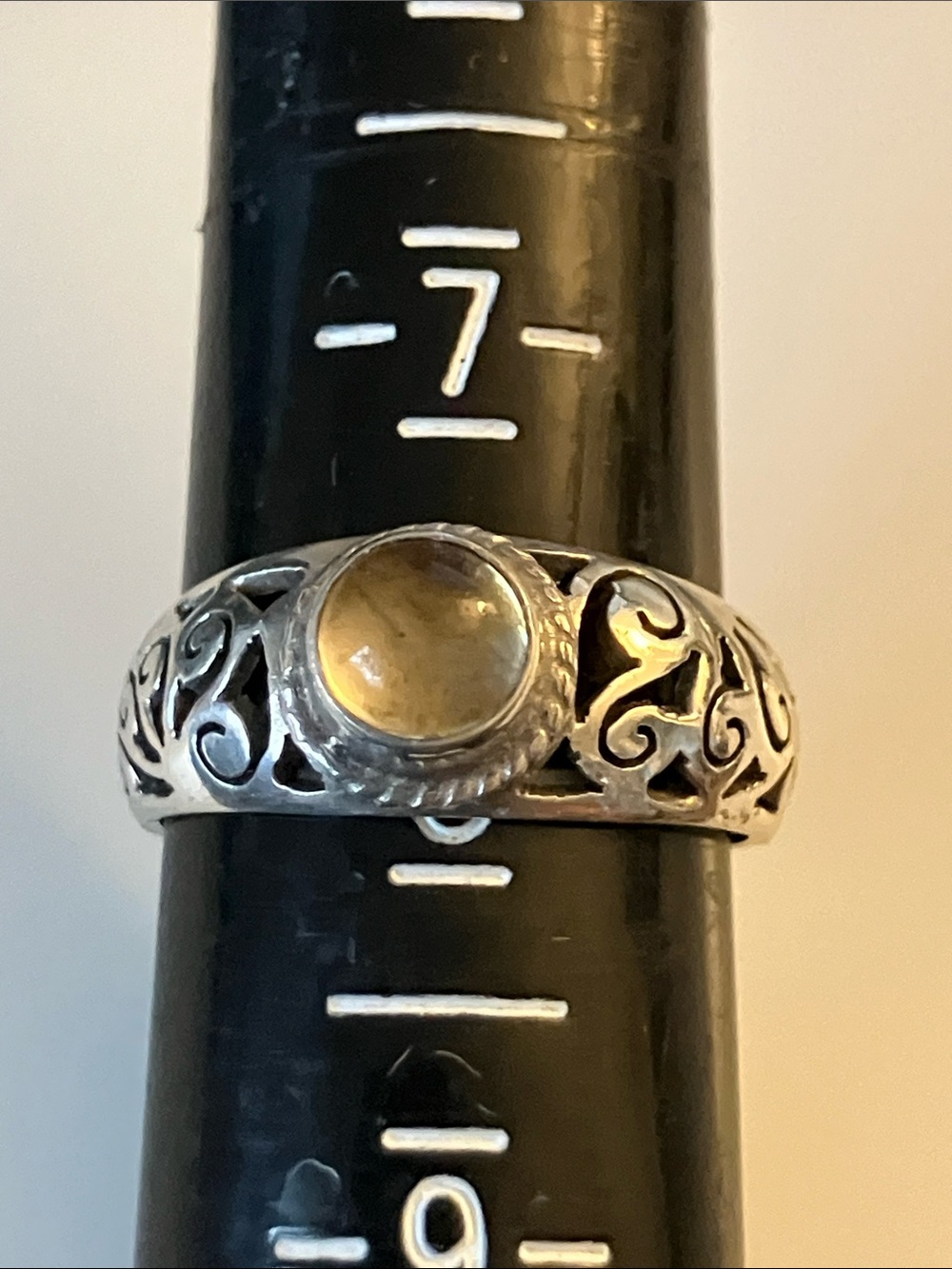 Sterling Silver Filigree Ring with Citrine Cabochon